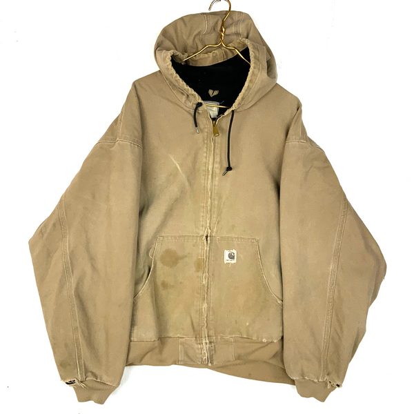 Vintage Carhartt Jacket Size 3XL Brown Hooded Full Zip Work Wear J25 SDL