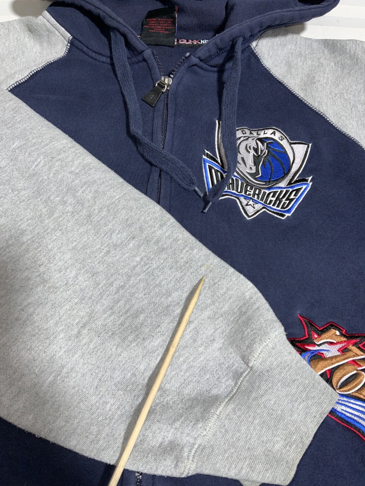 Y2K Nba Teams Patch Sweatshirt Hoodie 2XL Blue Full Zip Embroidered Dunk Nba