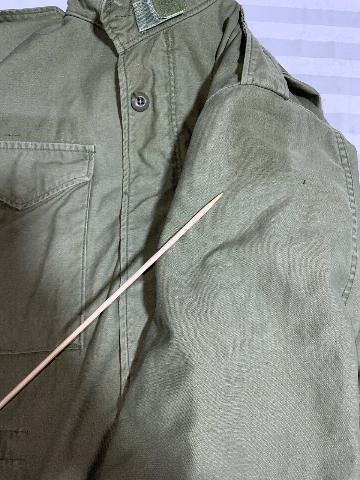 Vintage Us Army Cold Weather Jacket Small Green Snap Button Vietnam Era 1974