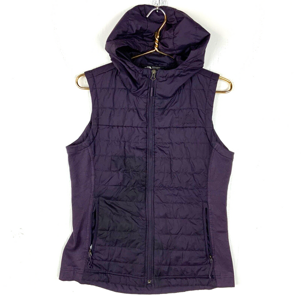 The North Face Women's Puffer Vest Size Medium Purple Full Zip Hooded