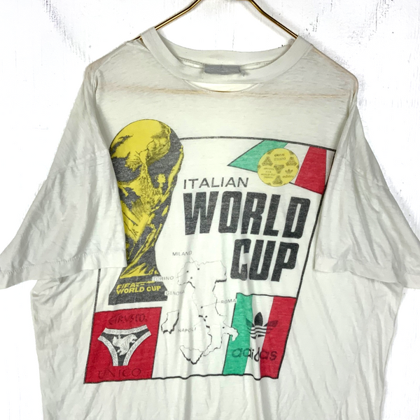 Vintage Italian World Cup Adidas T-Shirt Large Single Stitch Fifa Soccer 80s
