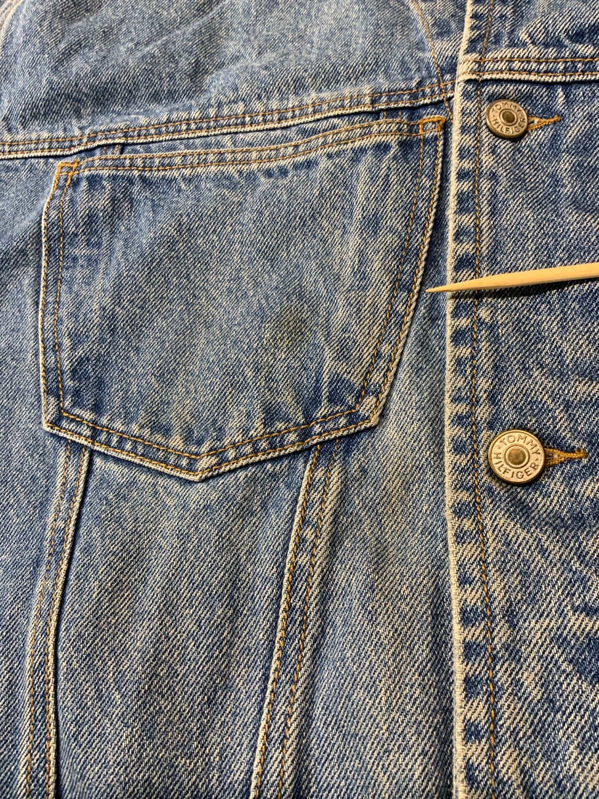 Vintage Tommy Hilfiger Denim Jean Jacket Large Blue Light Wash 90s