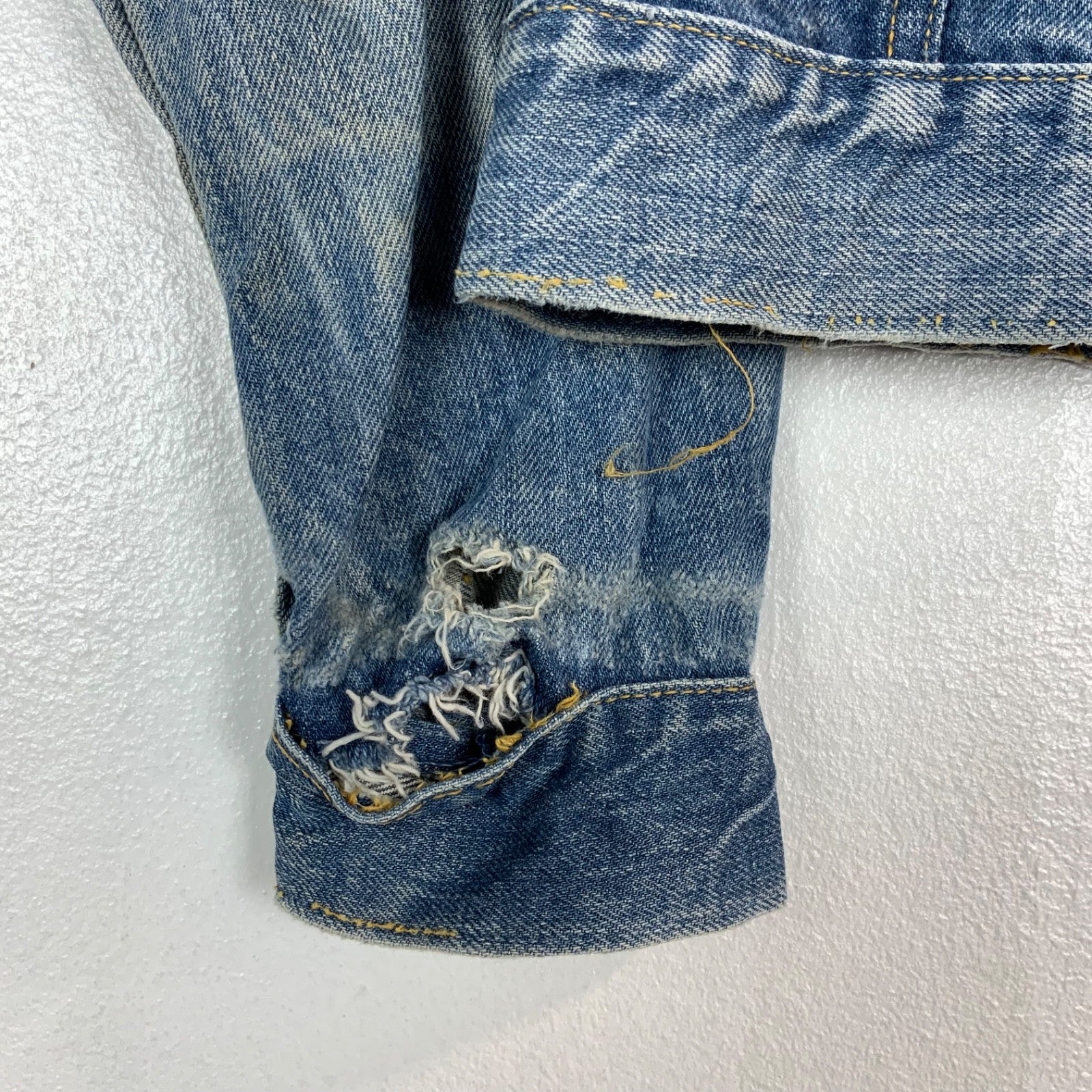 Vintage 1970s Big Yank Western Style Denim Jean Jacket Small Blue Snap Button