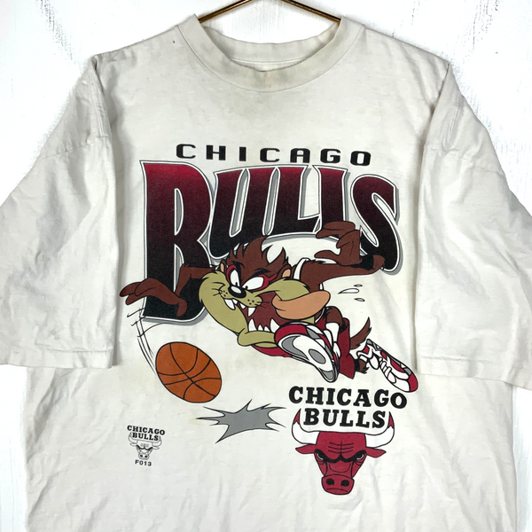 Vintage Chicago Bulls Taz T-Shirt 2XL White 1996 Single Stitch Nba