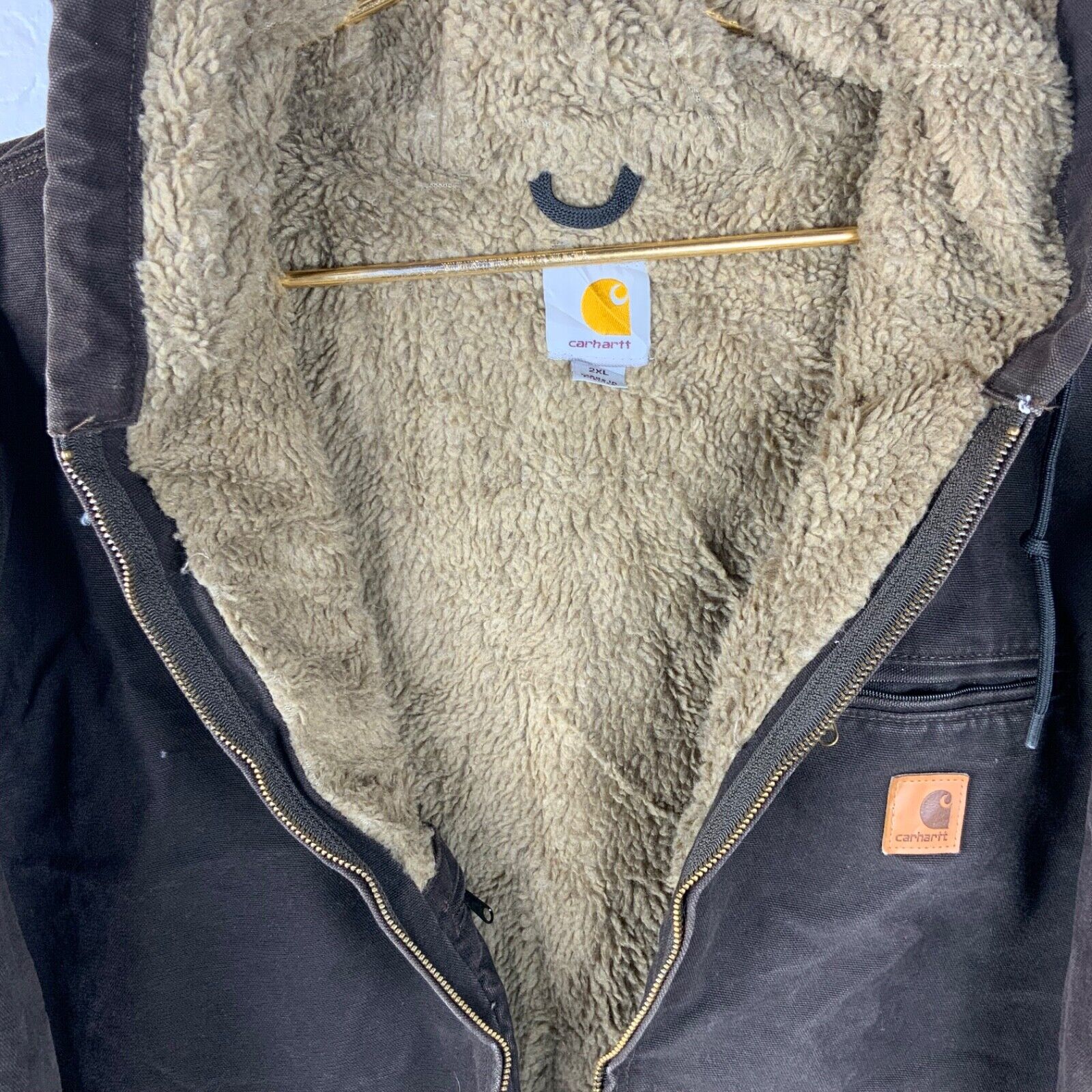 Carhartt Sierra Sherpa Lined Jacket 2XL Brown Full Zip Workwear