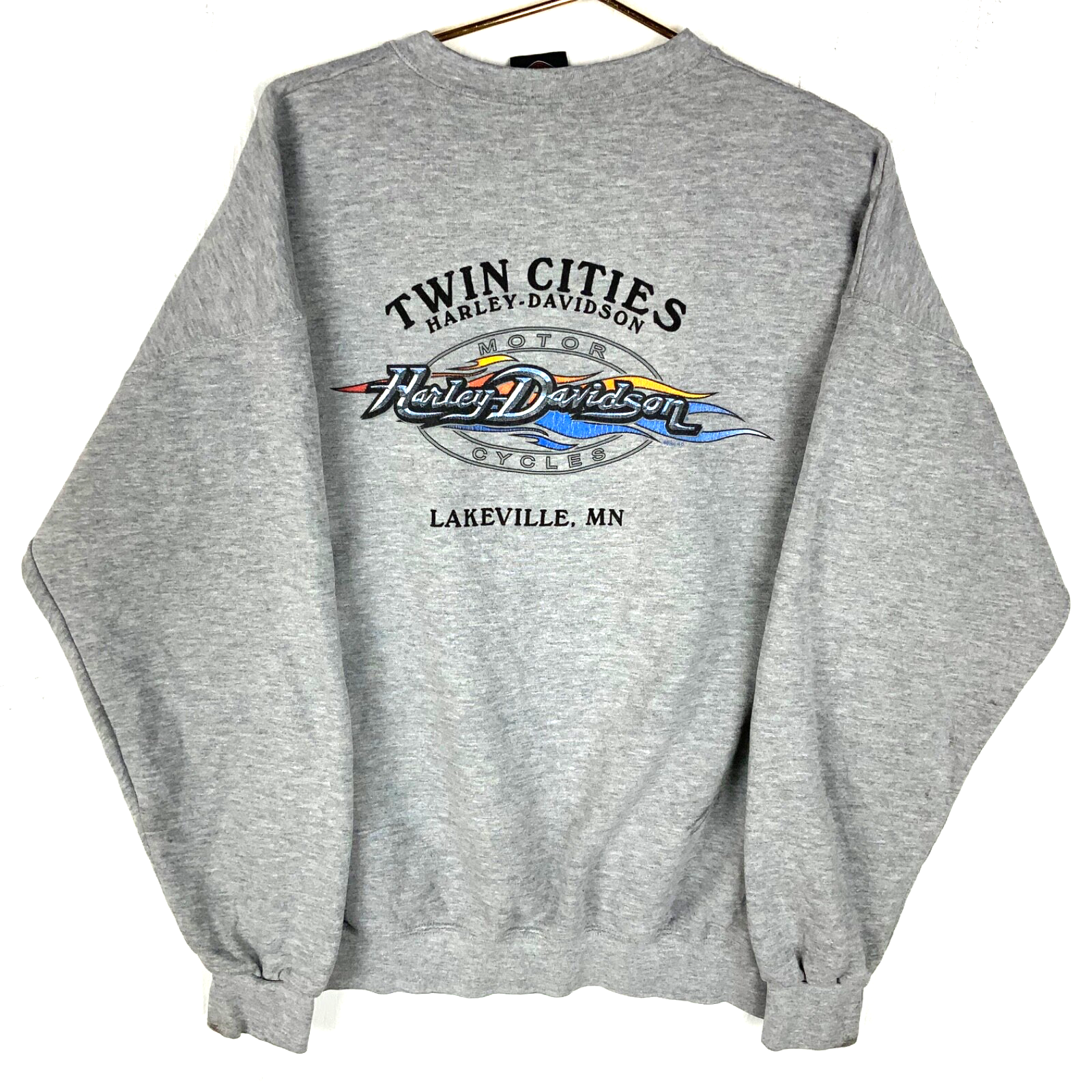 Vintage Harley Davidson Sweatshirt Crewneck 2XL Gray Y2K Twin Cities Minnesota