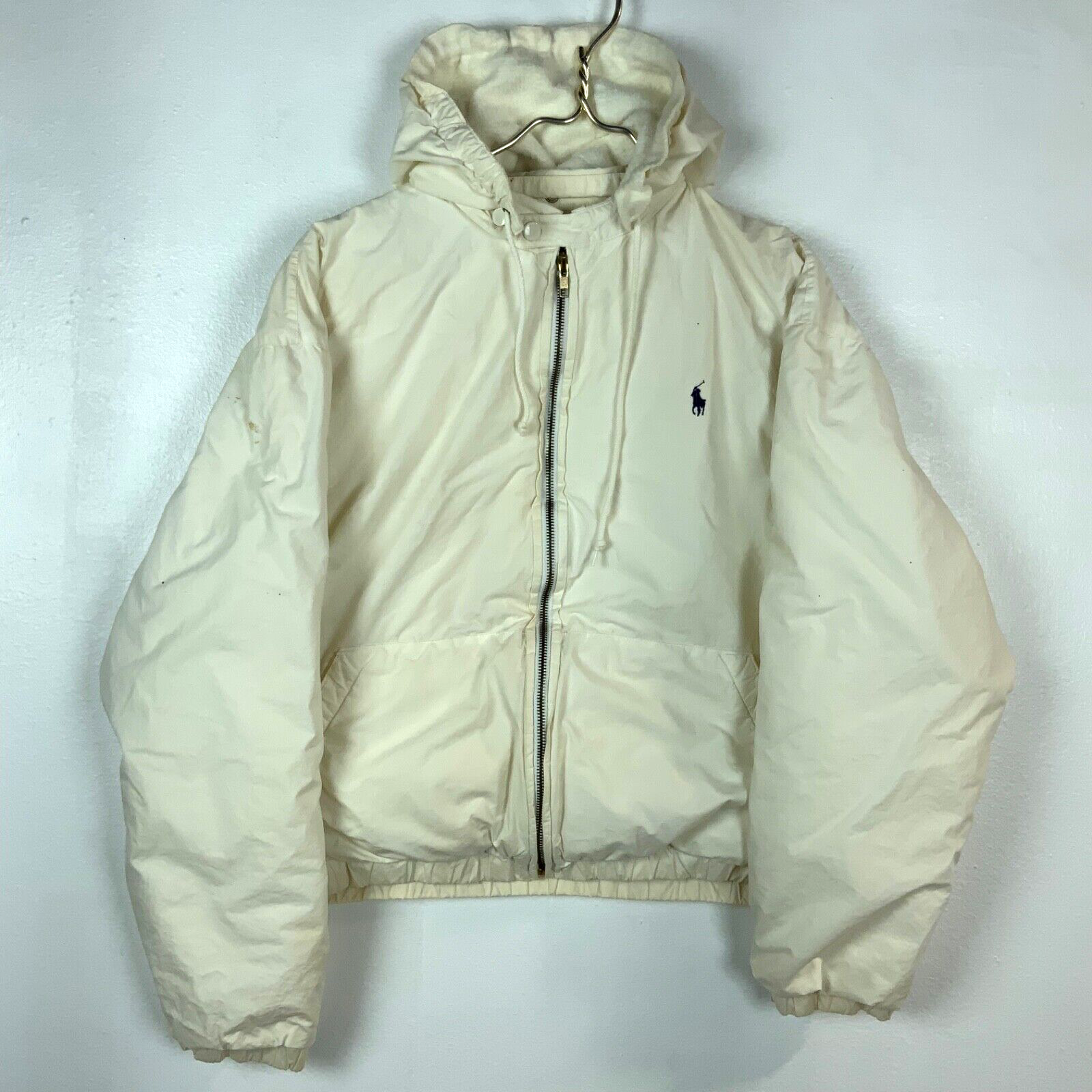 Vintage Polo Ralph Lauren Women's Harrington Jacket Large White Full Zip Lined