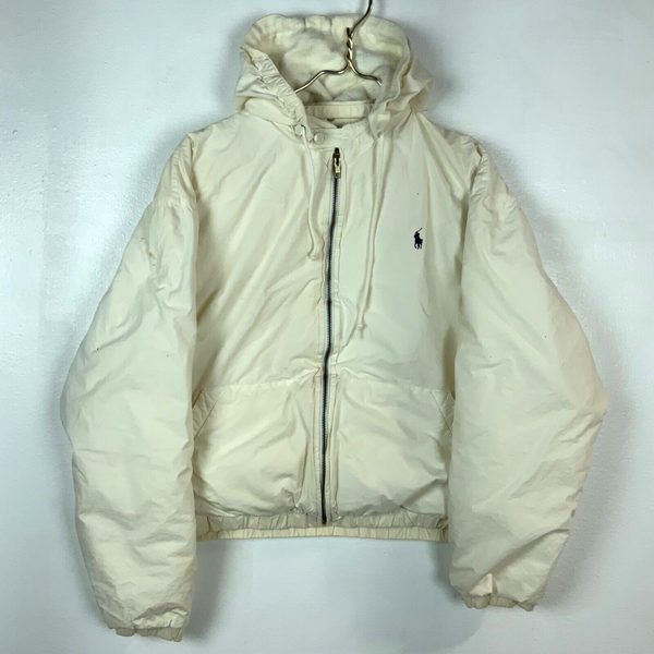 Vintage Polo Ralph Lauren Women's Harrington Jacket Large White Full Zip Lined