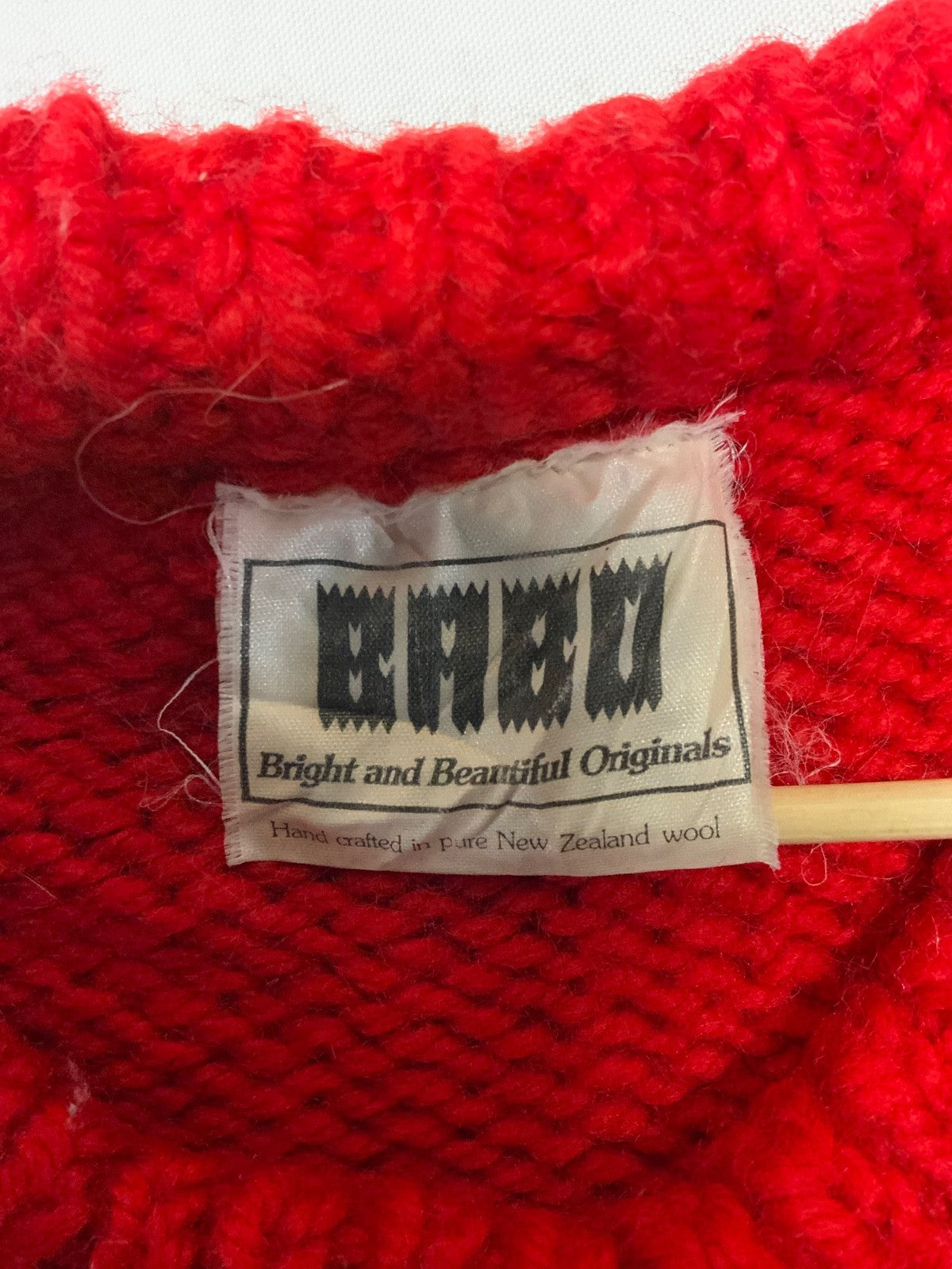 Vintage 1990s Grandma Wool Knit Sweater Women’s XS Red Crewneck