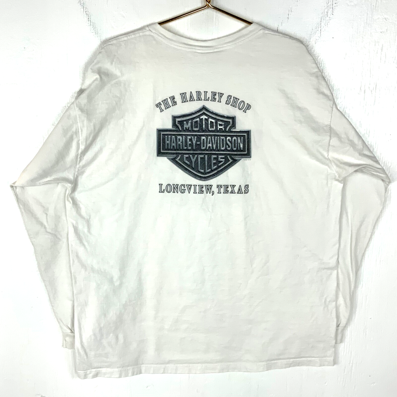 Vintage Y2k Harley Davidson Long Sleeve Shirt 2XL White 2007 Double Sided
