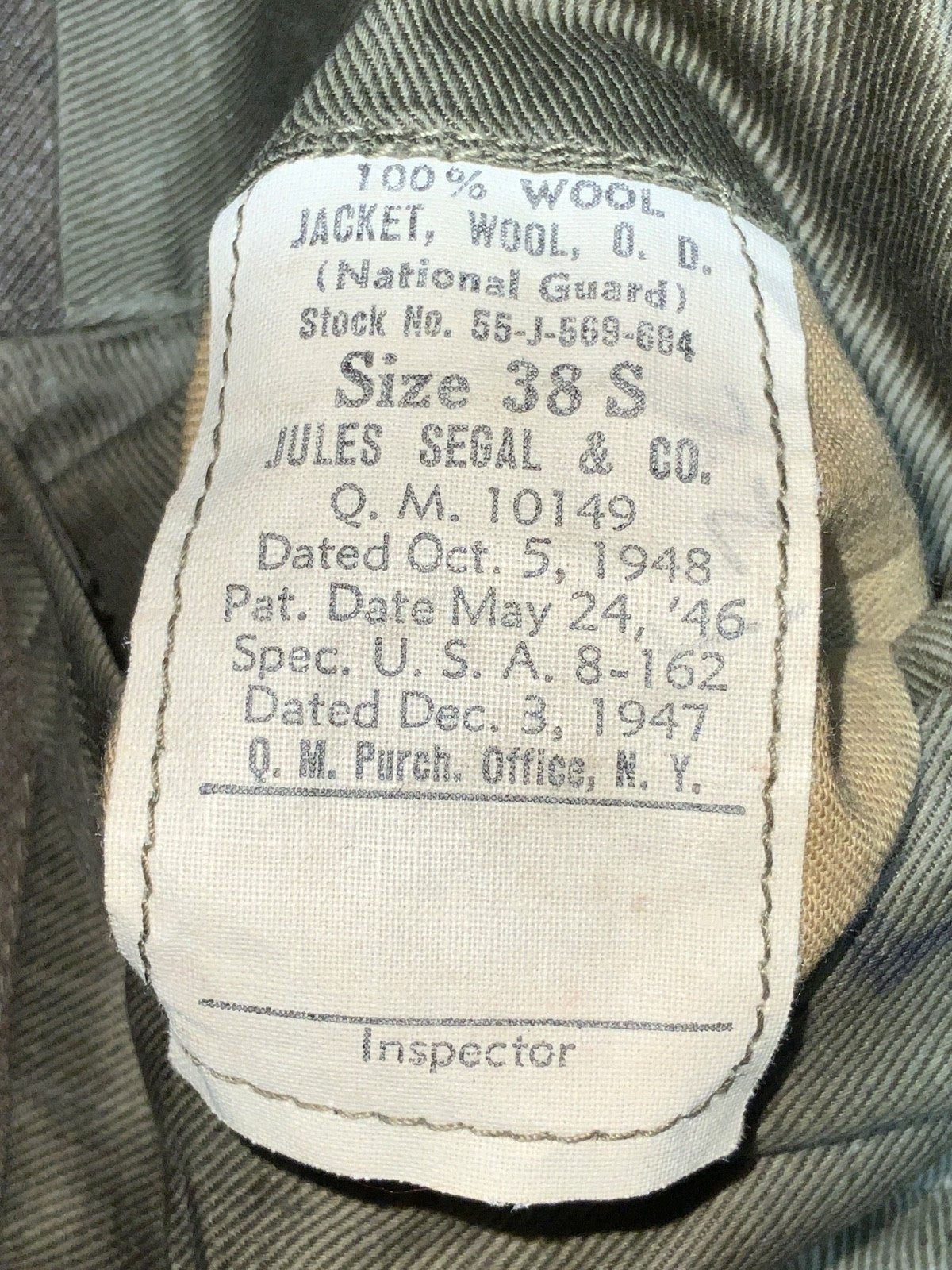 Vintage Us Army Wool Jacket Size 38s Brown Button Up Vietnam Era Ww2 1948