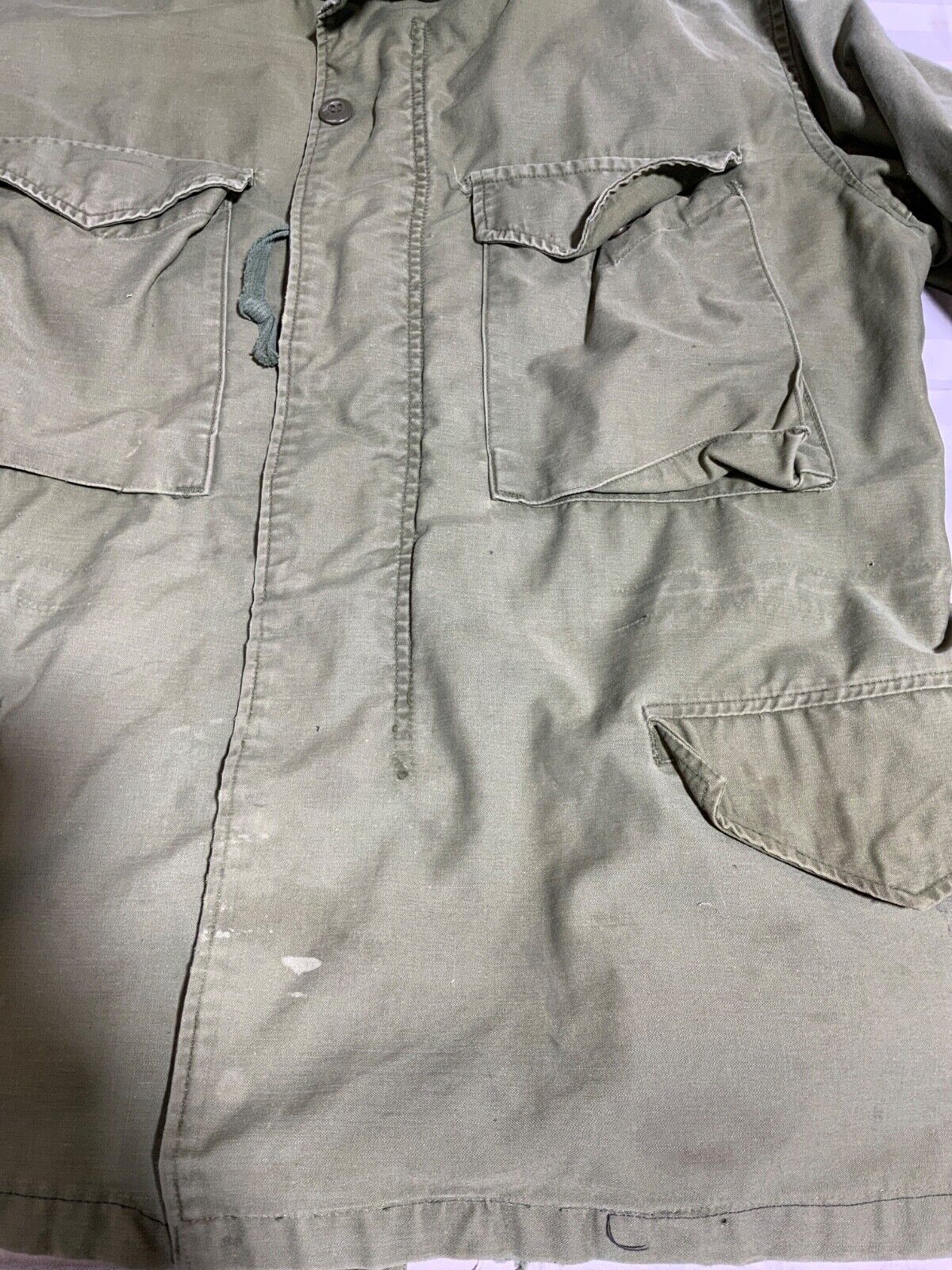 Vintage Military Og-107 Jacket Medium Green Full Zip Distressed Vietnam Era 60s