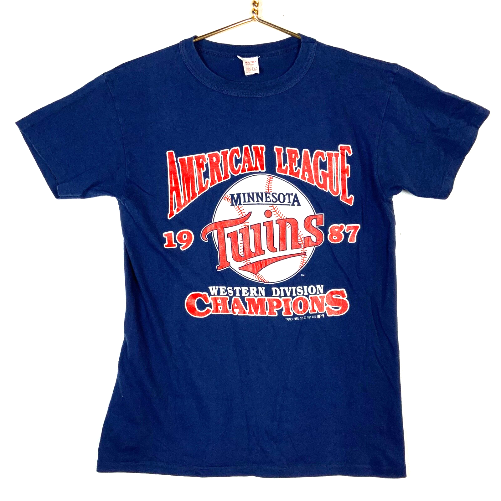 Vintage Minnesota Twins T-shirt Large Single Stitch Mlb 1987 Western Champs 80s
