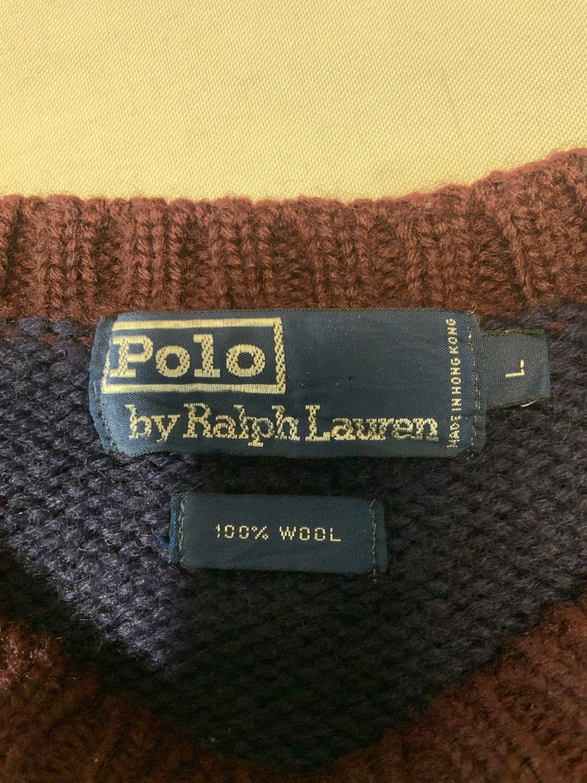Vintage Polo Ralph Lauren Wool Knit Sweater Large Blue Crewneck 90s