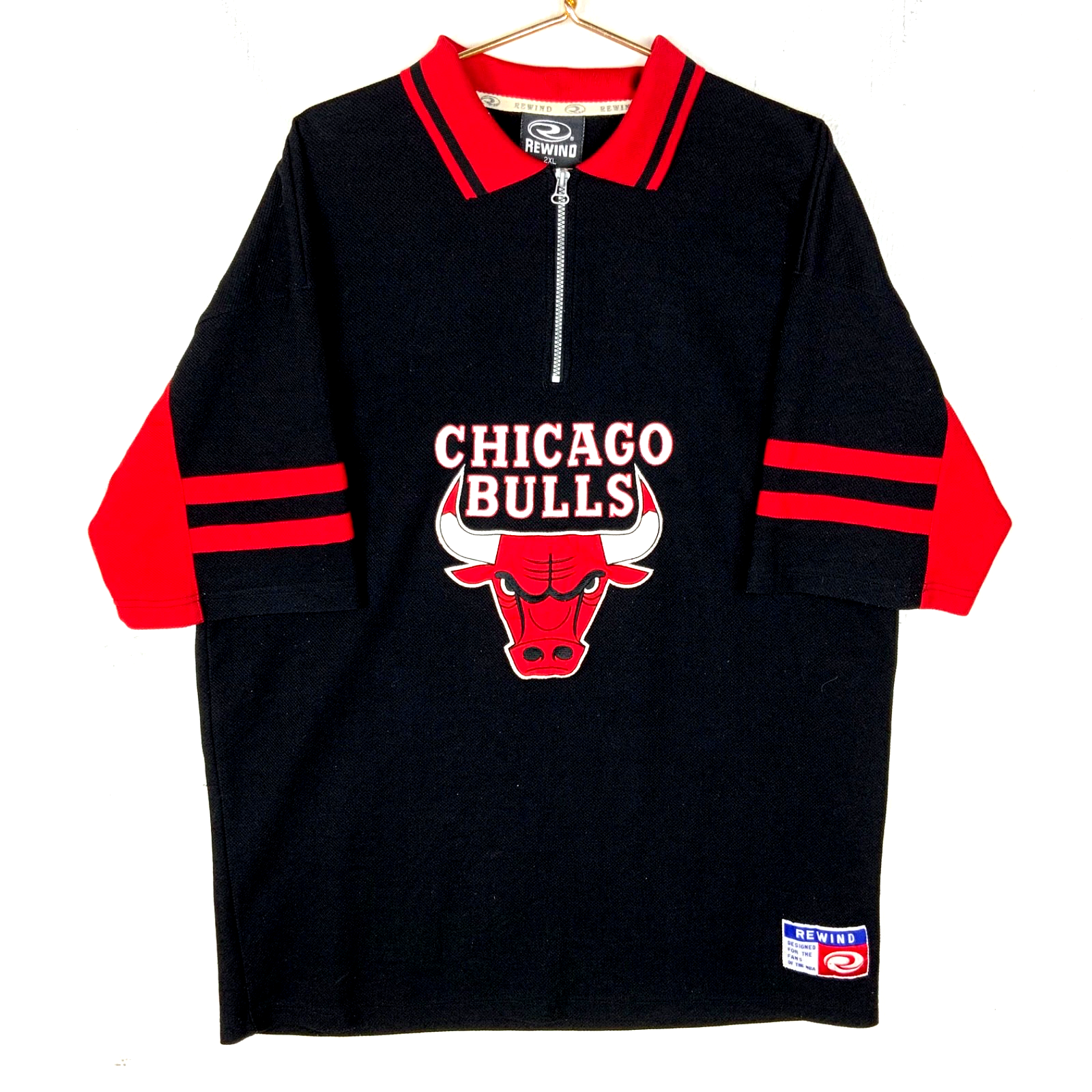 Vintage Chicago Bulls Jersey 2XL Rewind Black 1/4 Zip Nba
