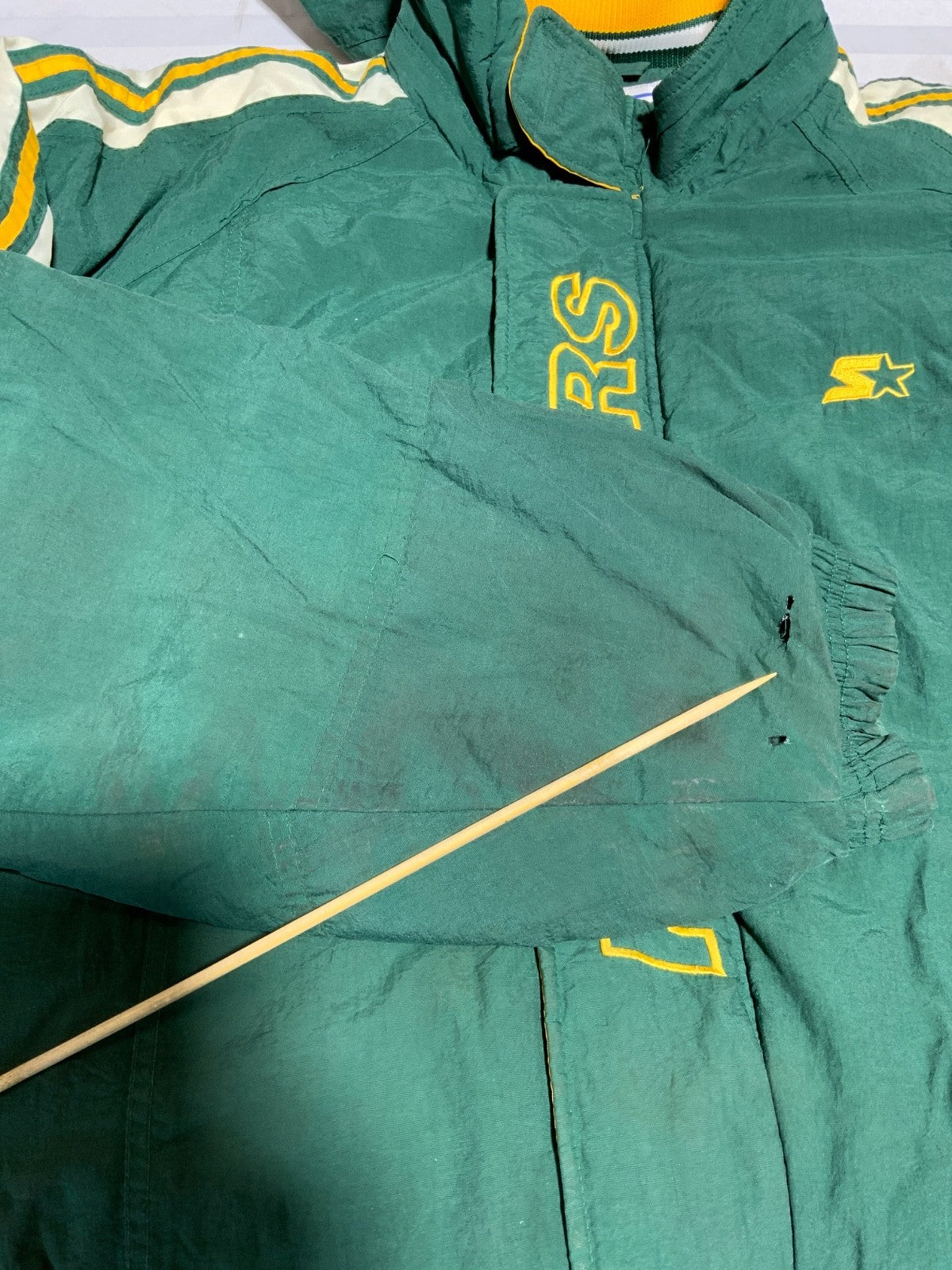 Vintage Green Bay Packers Starter Puffer Jacket 2XL Hooded Full Zip Nfl Pro Line