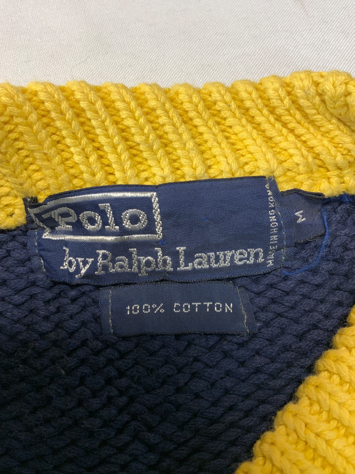 Vintage Polo Ralph Lauren Knit Sweater Medium Blue Crewneck Argyle 90s
