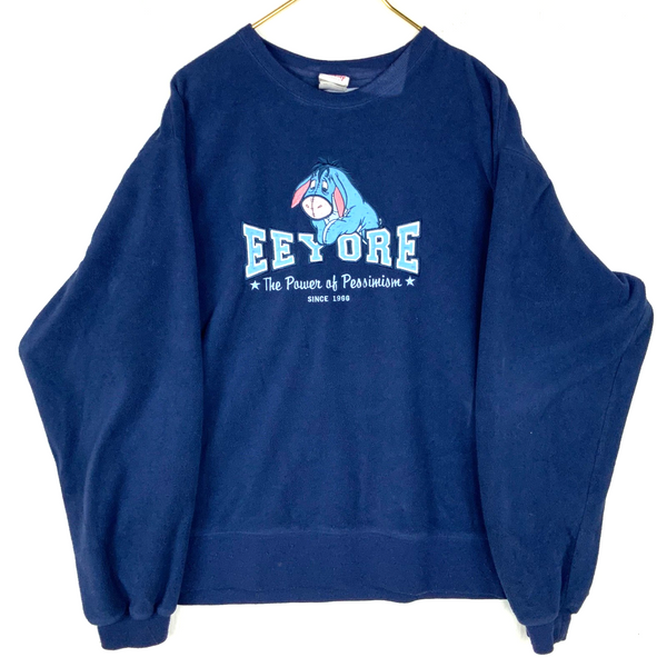 Vintage Eeyore Disney Fleece Sweater Jacket XL Blue The Power Of Pessimism