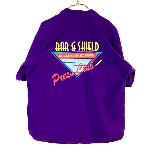 Vintage Harley Davidson Shirt Size XL Purple Short Sleeve Button Up