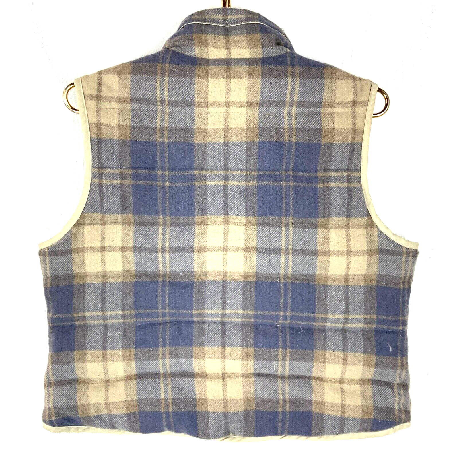 Woolrich Women's Arctic Plaid Reversible Wool Puffer Down Vest Medium Full Zip