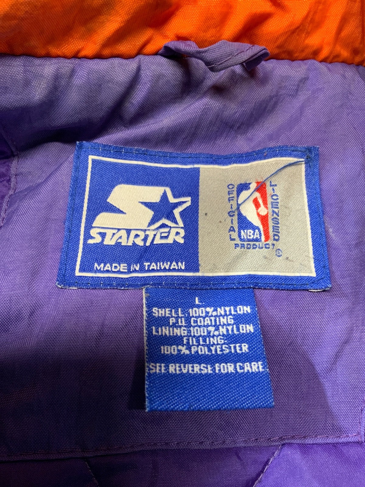 Vintage Phoenix Suns Starter Puffer Jacket Purple Large Nba Full Zip