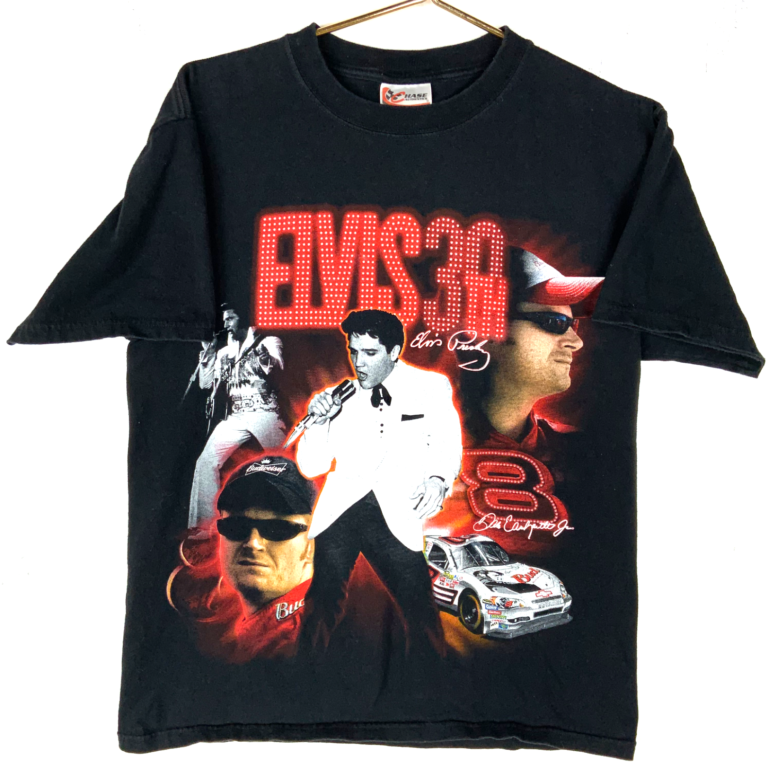 Y2K Nascar Racing Chase T-shirt Medium Dale Earnhardt Jr’s Elvis Presley 30th