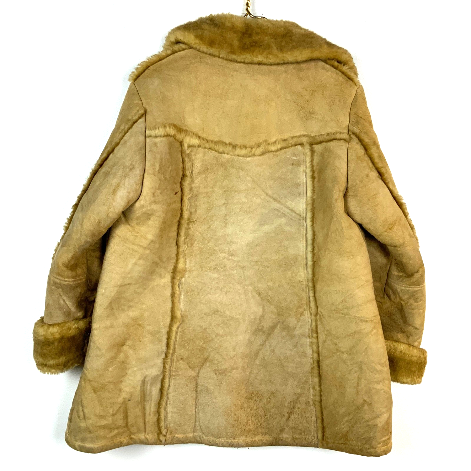 Vintage 1980s Women's Leather Rancher Jacket Large Brown Shearling Button Up 80s