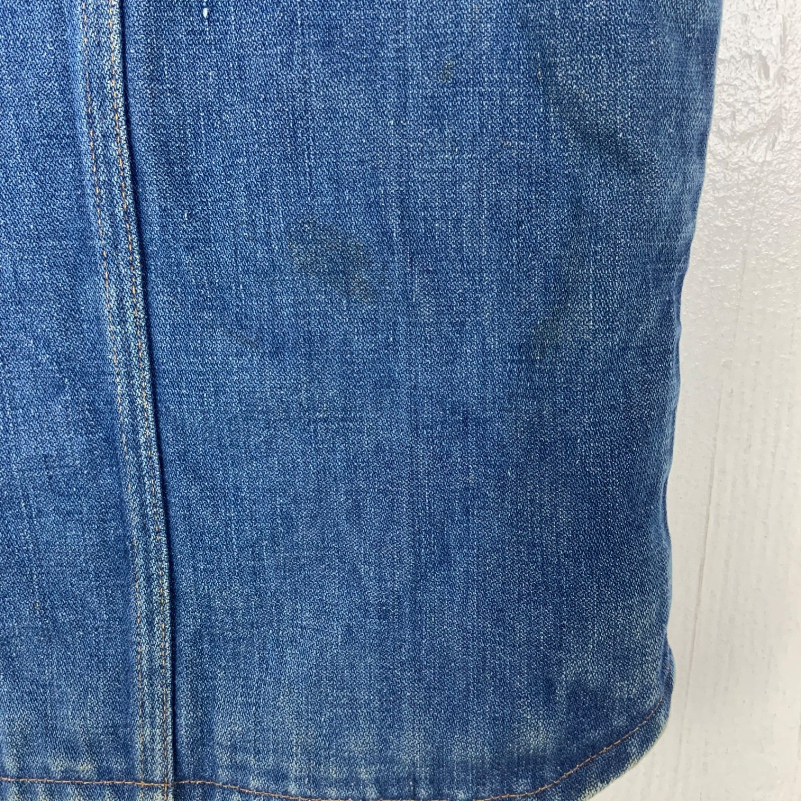 Vintage Wrangler No Fault Denim Jean Vest Small Blue Sherpa Lined 1970s Usa