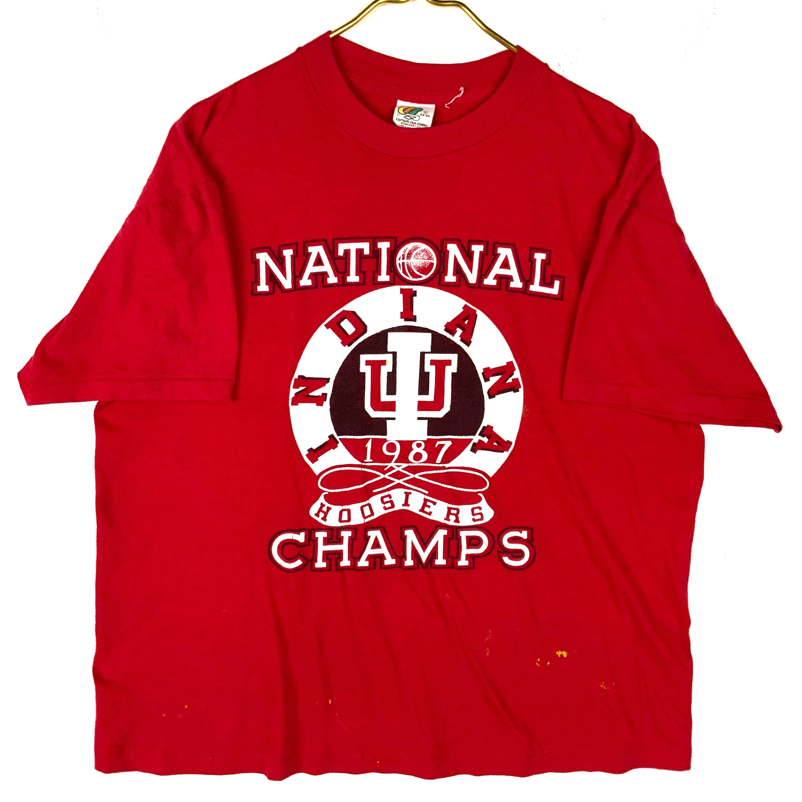 Vintage Indiana Hoosiers T-Shirt Large Made Usa Ncaa Basketball 1987 Champs 80s