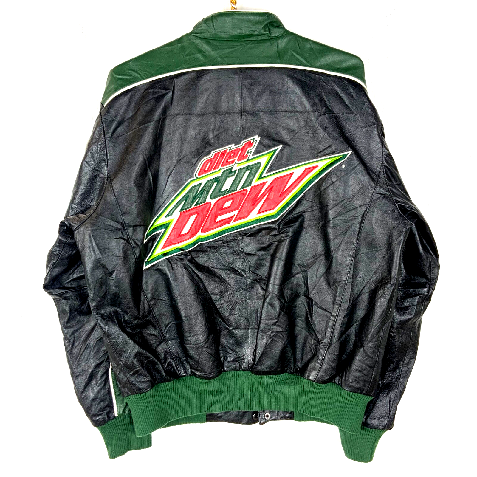 Nascar Dale Earnhardt Jr Leather Bomber Jacket Large G-iii Mountain Dew