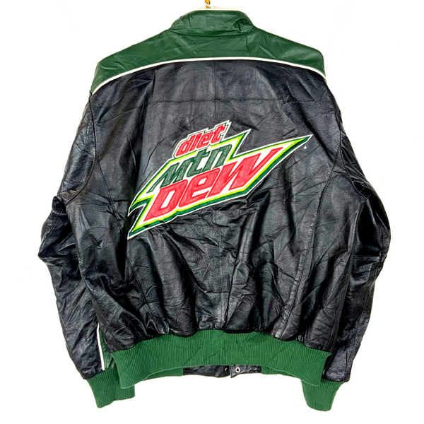 Nascar Dale Earnhardt Jr Leather Bomber Jacket Large G-iii Mountain Dew