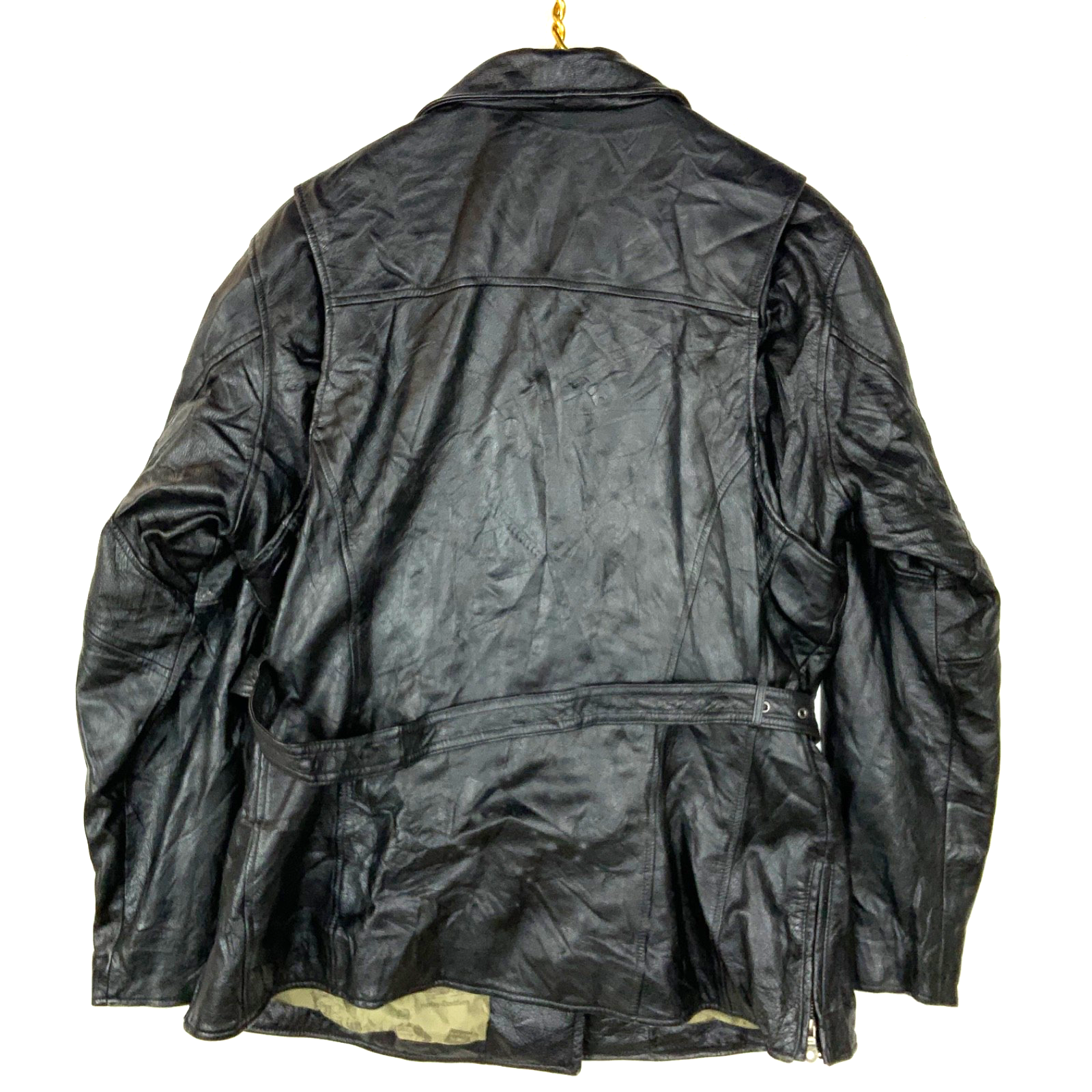 Vintage Harley Davidson Leather Biker Jacket XL Black Full Zip Lined Belted