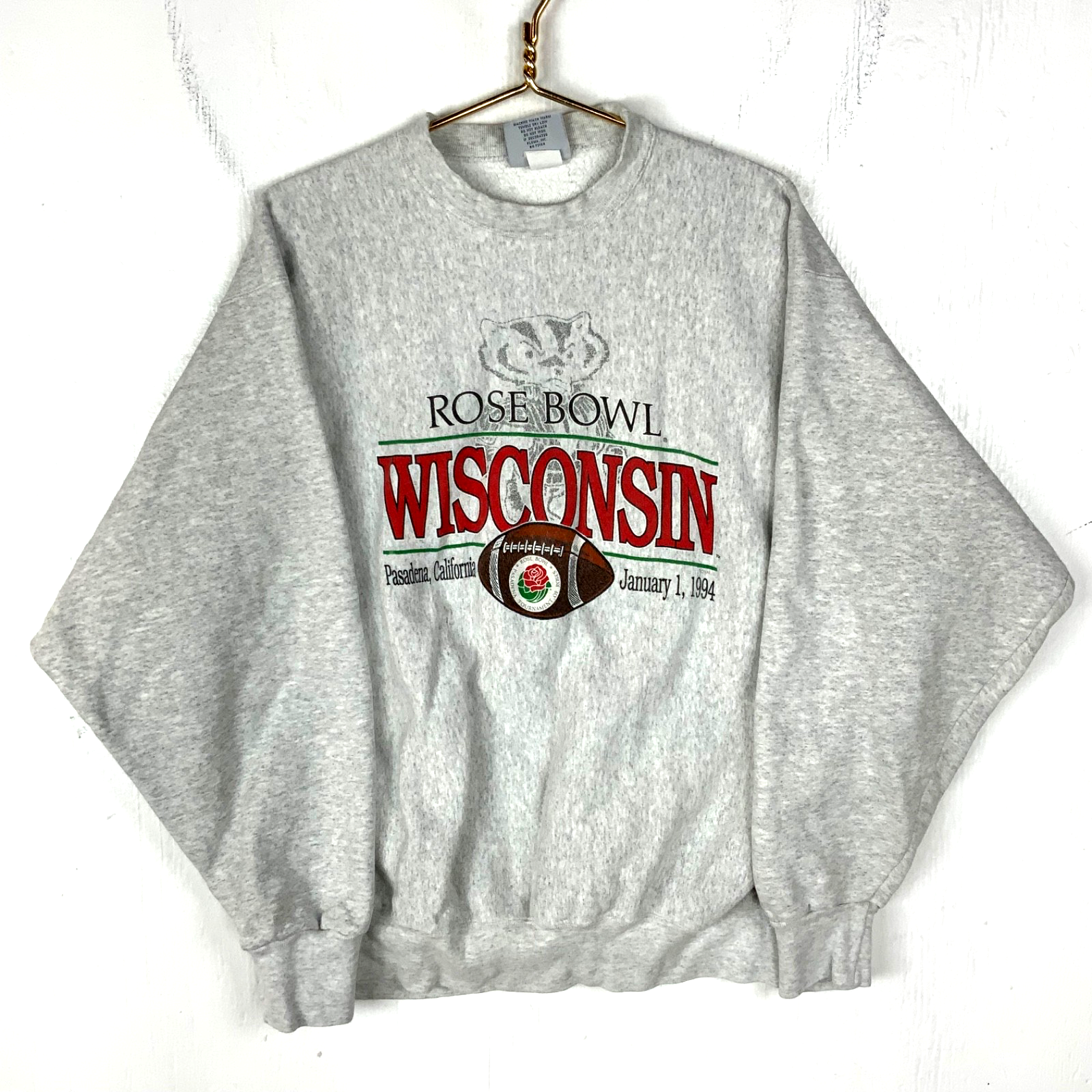 Vintage Wisconsin Badgers Rose Bowl Sweatshirt 2XL Gray 1994 Ncaa