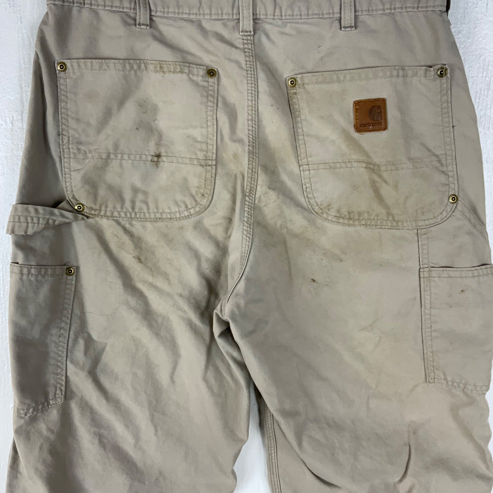 Carhartt Double Knee Dungaree Workwear Pants 32x36 Beige