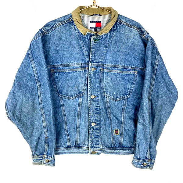 Vintage Tommy Hilfiger Denim Jean Jacket Large Blue Light Wash 90s