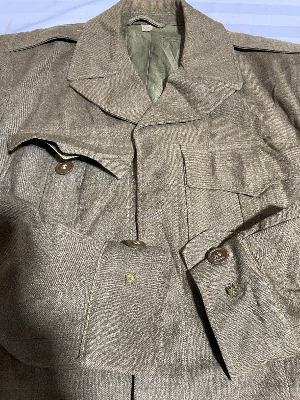 Vintage Us Army Wool Jacket Size 38s Brown Button Up Vietnam Era Ww2 1948