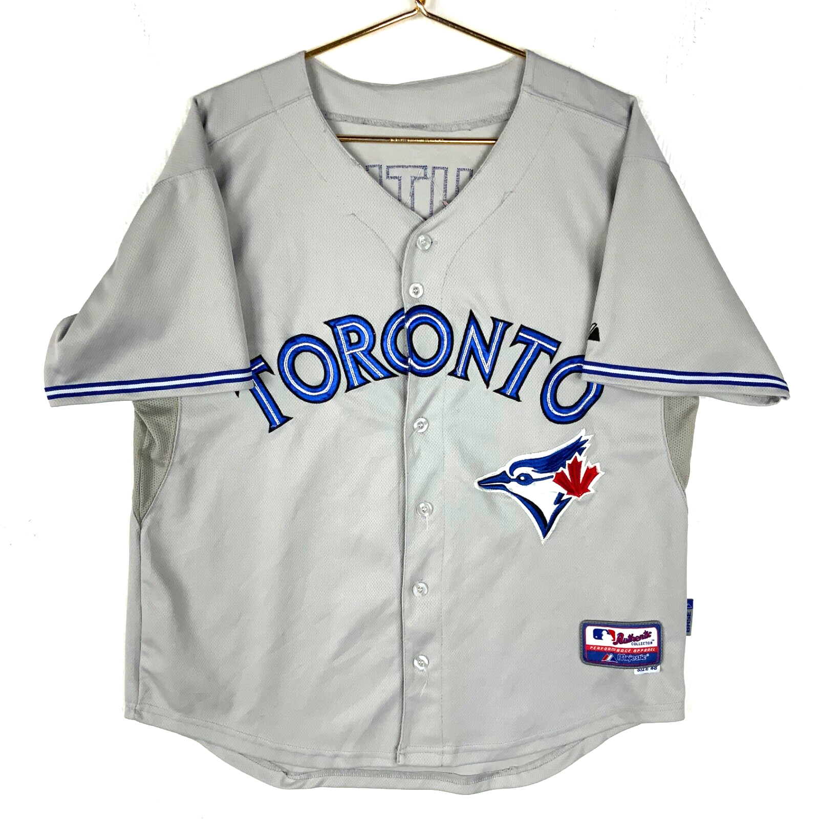 Toronto Blue Jays Majestic Jersey Size 48 Large Gray Mlb Authentic José Bautista