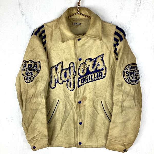 Vintage 1960s Wool Varsity Jacket Small Made Canada Distressed Orilla Majors