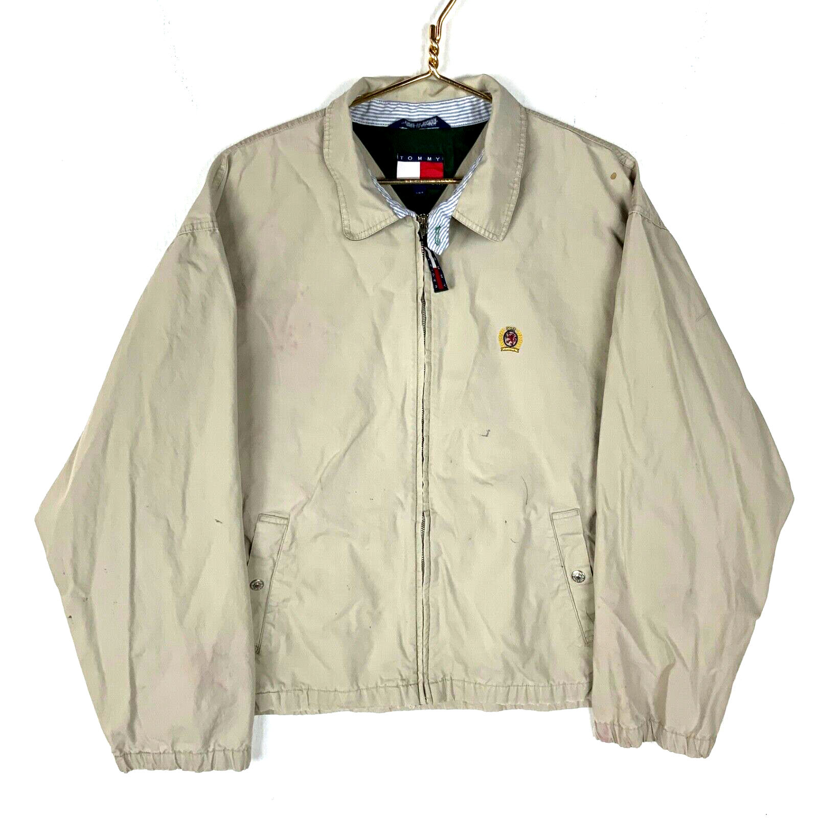 Vintage Tommy Hilfiger Harrington Jacket Large Beige Full Zip 90s