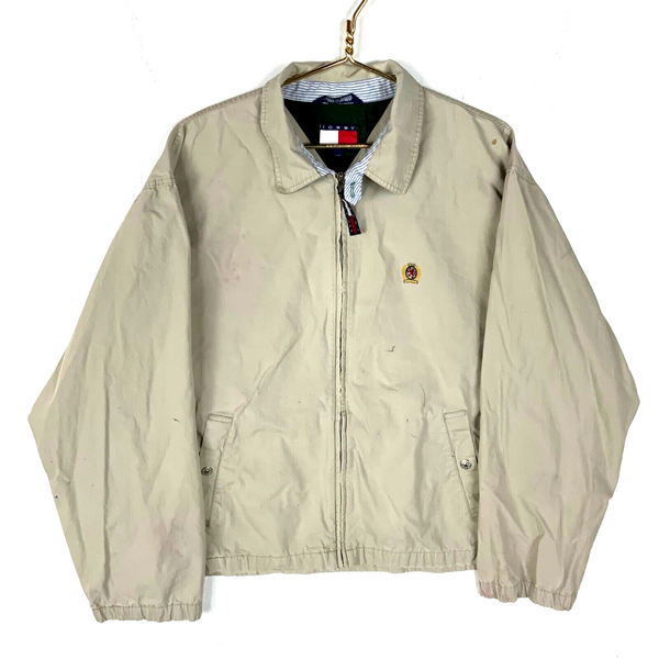 Vintage Tommy Hilfiger Harrington Jacket Large Beige Full Zip 90s