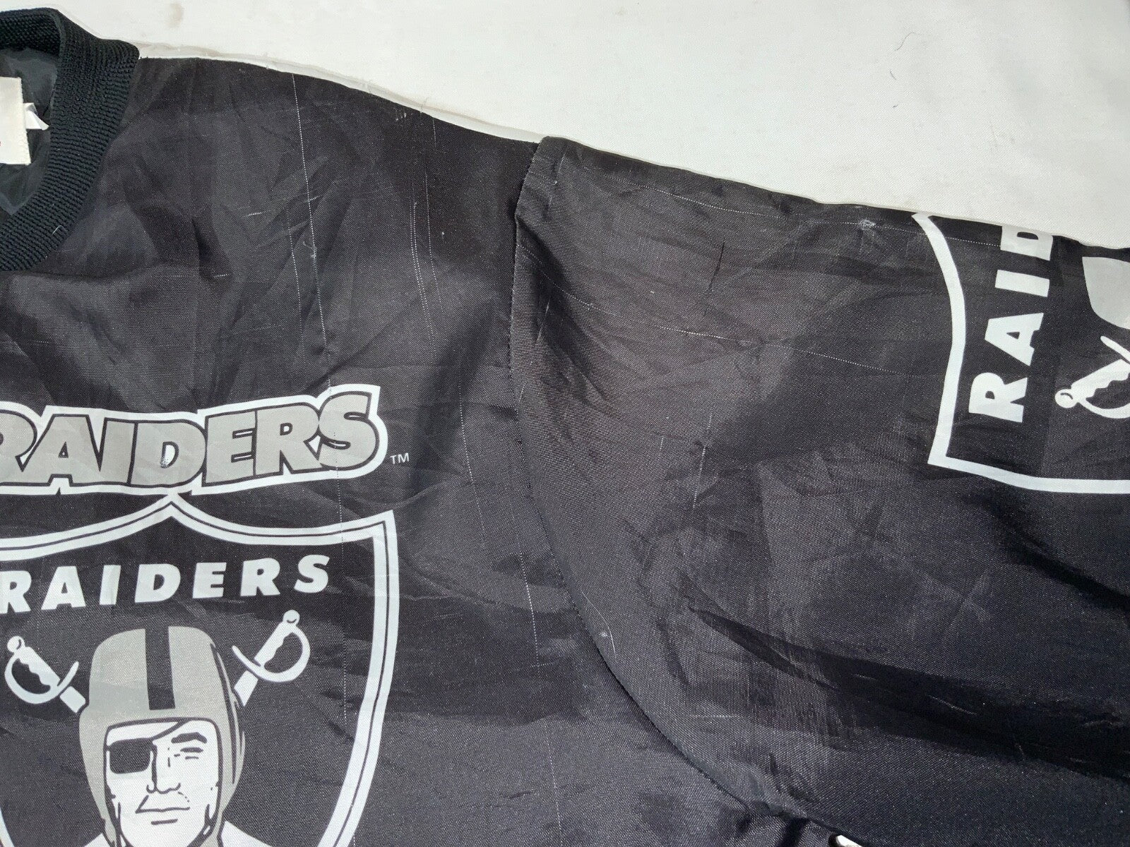 Vintage Oakland Raiders Chalk Line Fanimation Jacket Large Black Nfl Snap Button