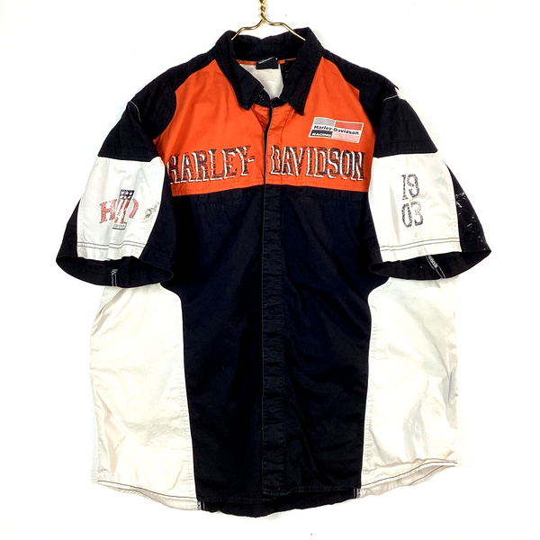 Vintage Harley Davidson Shirt Size 2XL Multicolor Short Sleeve Button Up