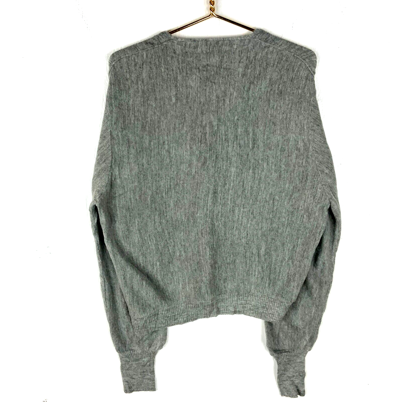 Vintage Jc Penney Knit Sweater Medium Gray Cardigan Made In Usa 1980s