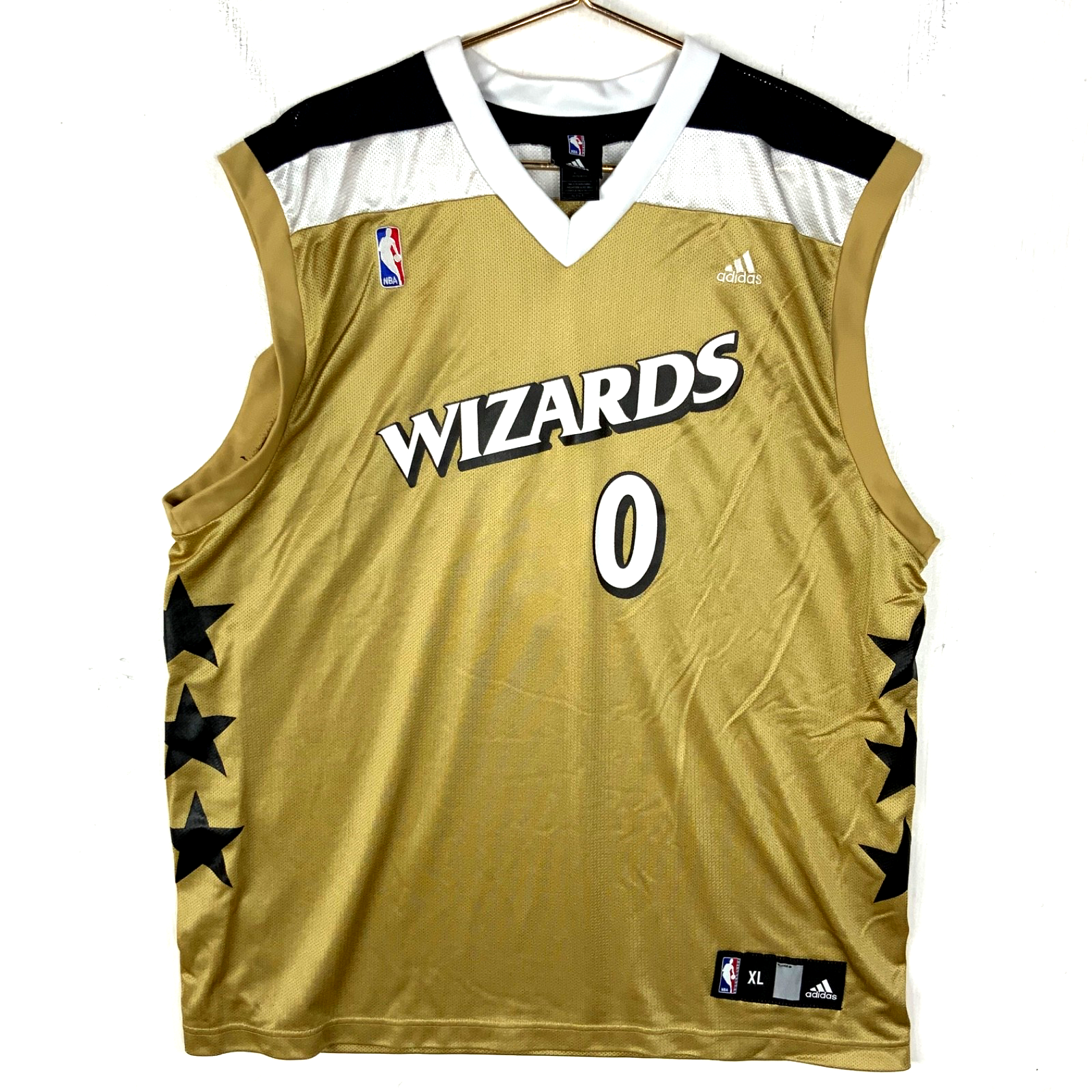 Vintage Washington Wizards Jersey XL Adidas Gilbert Arenas Gold Nba