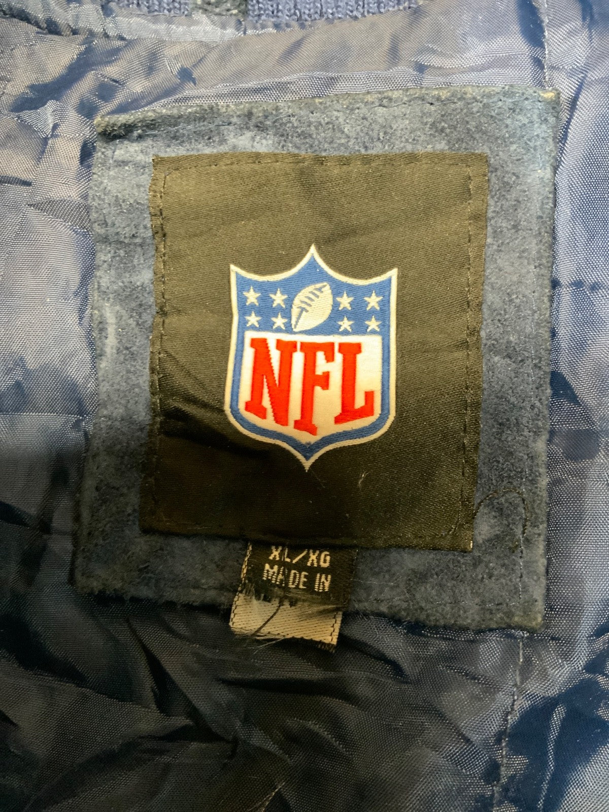 Vintage New York Giants Leather Varsity Bomber Jacket XL Full Zip