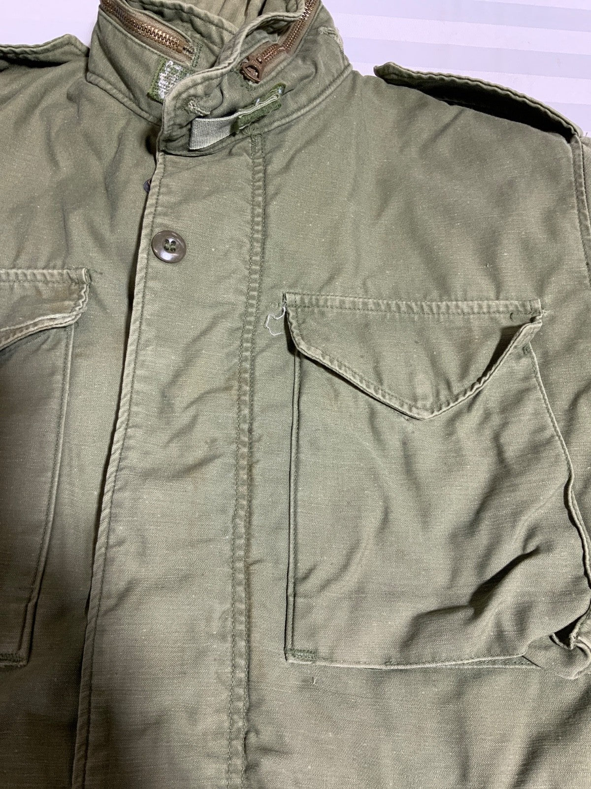 Vintage Us Army Og-107 Jacket Size Small Green Snap Button Vietnam Era 60s 70s