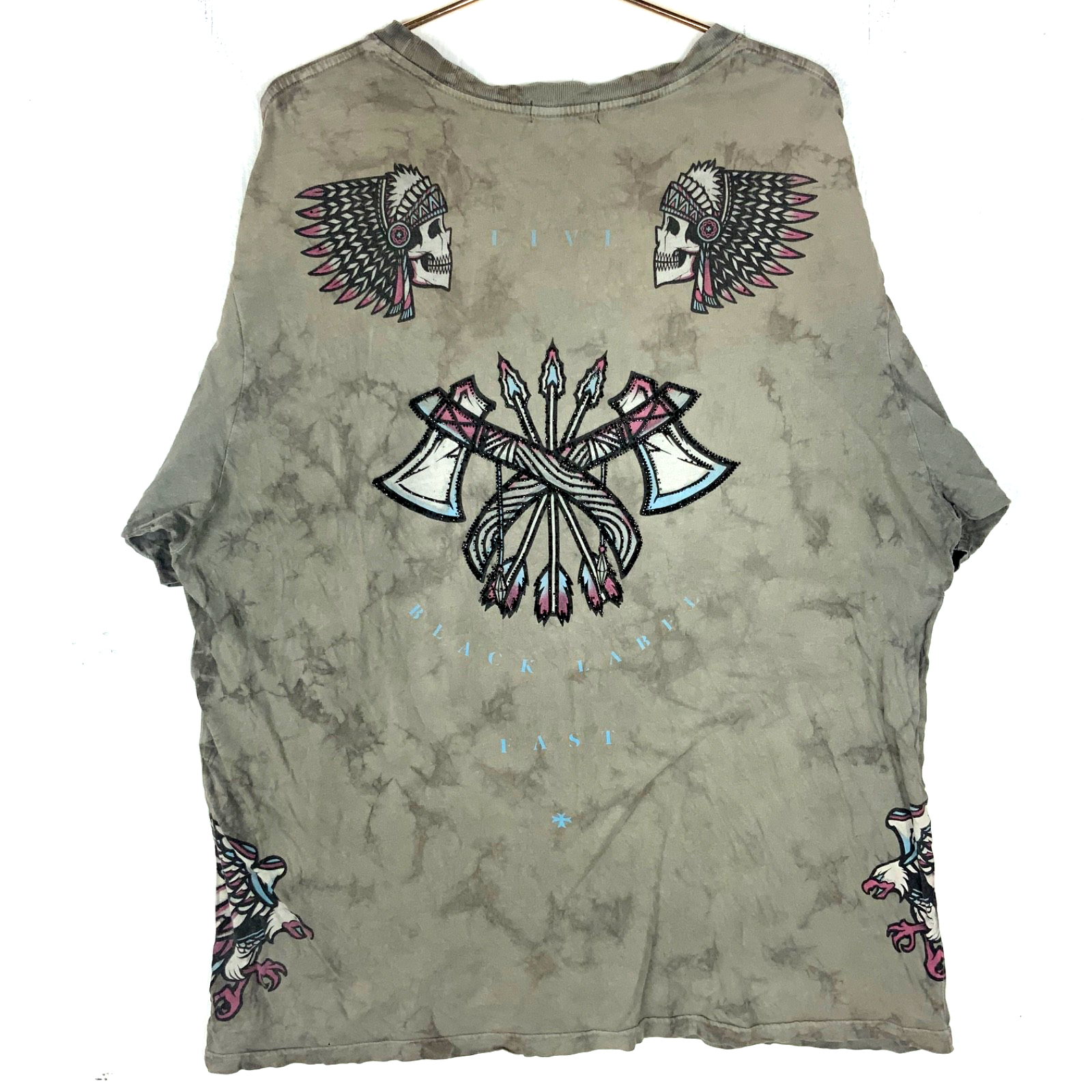 Affliction Black Label T-Shirt 3XL Gray Double Sided Y2k