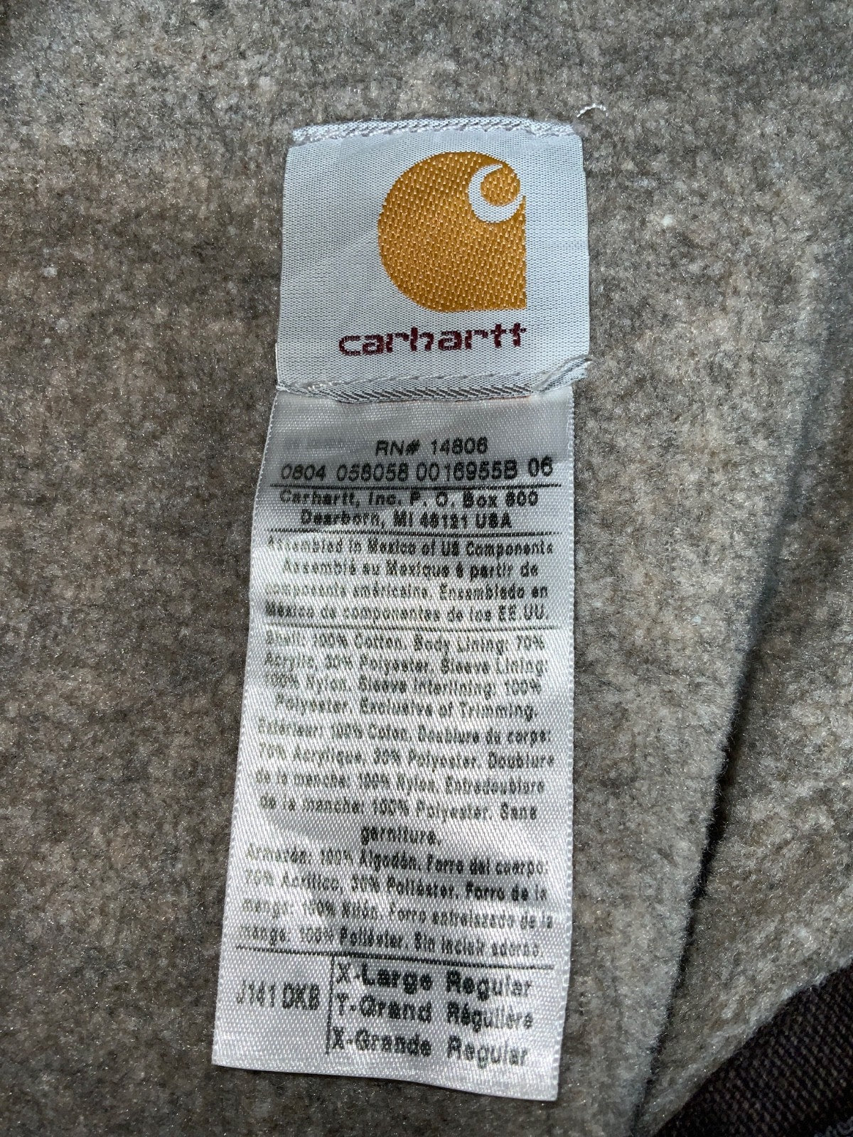 Carhartt Sierra Jacket XL Brown Full Zip Hooded Sherpa Lined Work Wear J141 Dkb