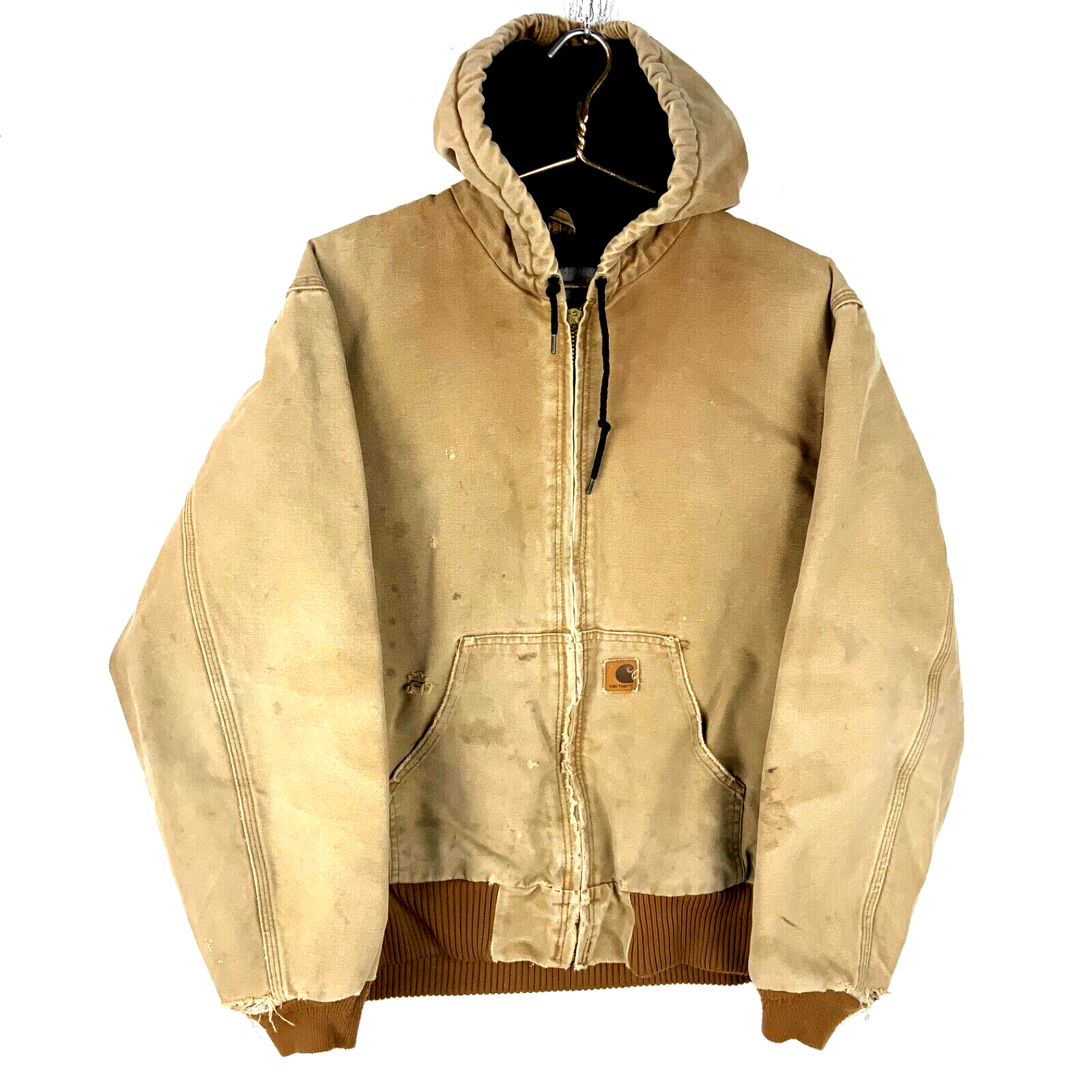 Carhartt Duck Jacket Medium Brown Full Zip Quilt Lined Workwear