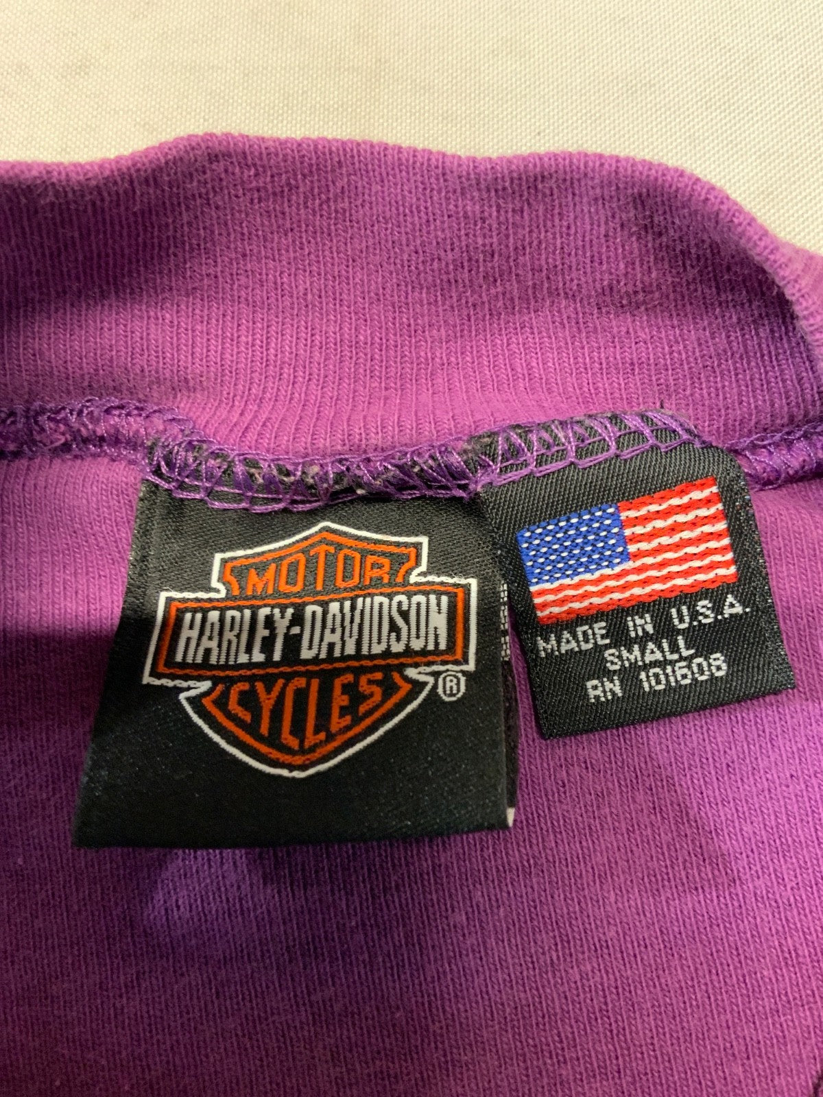Vintage Harley Davidson Long Sleeve Shirt Women's Small Purple Embroidered